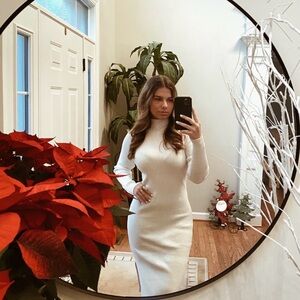 Amazon White Long Sleeve Knit Dress